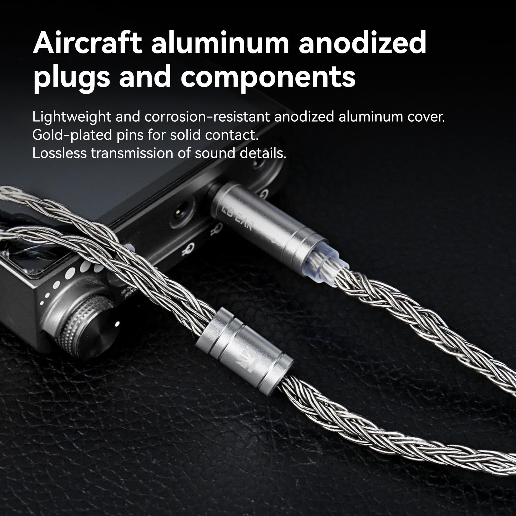 KBEAR JunTian IEM Câble pour écouteurs intra-auriculaires de 2 m de long, 16 conducteurs 5N OCC plaqué argent pour kz zs10 Pro, Tangzu wan'er, audiophile et batteur (broches QDC, prise 3,5 mm)