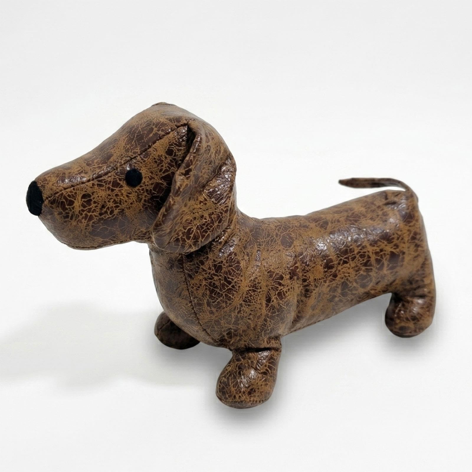 HOMESCAPES Fabric Door Stop Sausage Dog, Cute Weighted Fabric Animal Door Stopper for Home Decor Novelty, Brown, 1.5kg