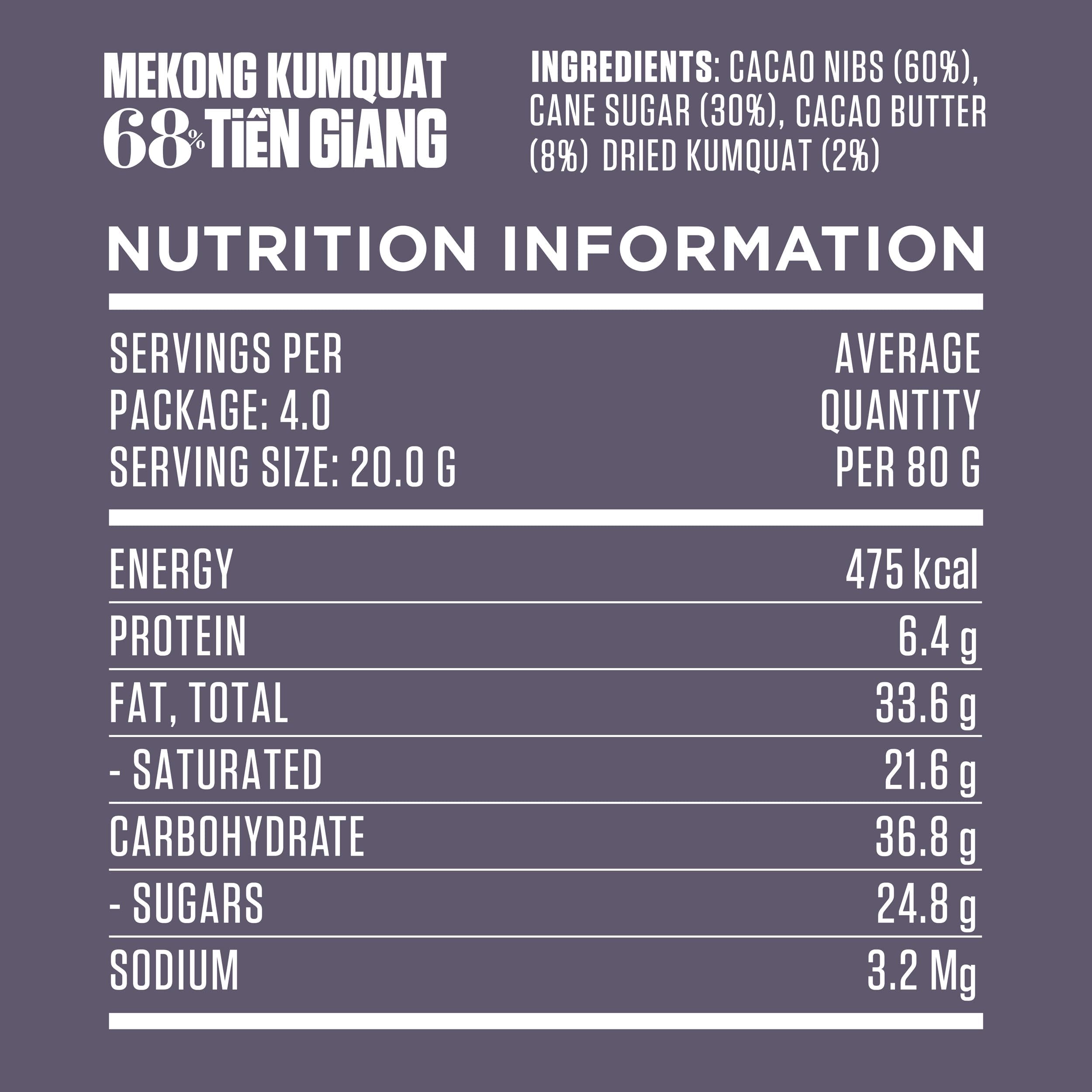 MAROU - Mini Tablette Chocolat Noir 68% Kumquat - Grand Cru Tien Giang - 24 g - Sans Lécithine, Sans Gluten - Origine Vietnam (Boîte de 25)
