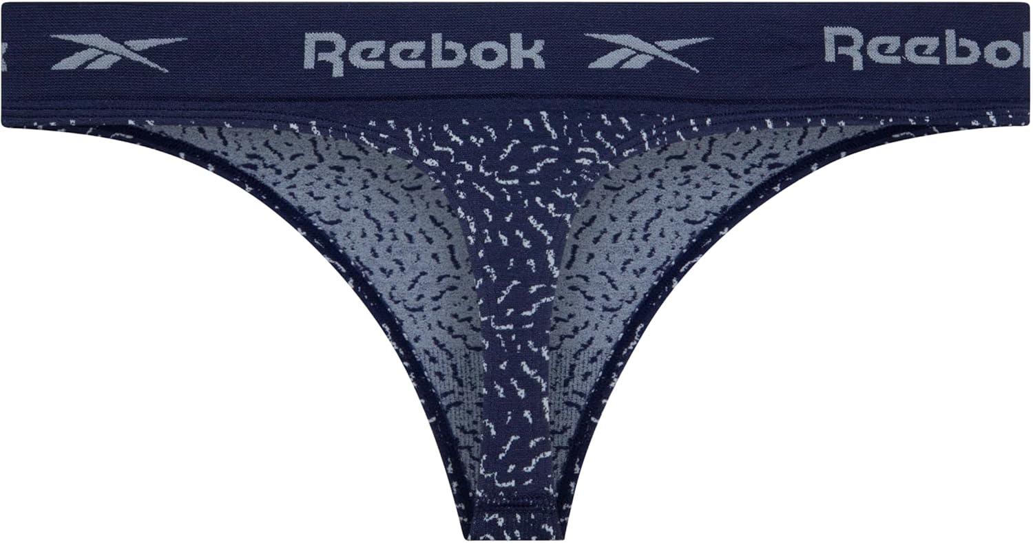 Reebok Womens Thongs - 8 Pack Performance Stretch G-String Thongs for Women - Breathable No Show Sexy Lingerie Underwear