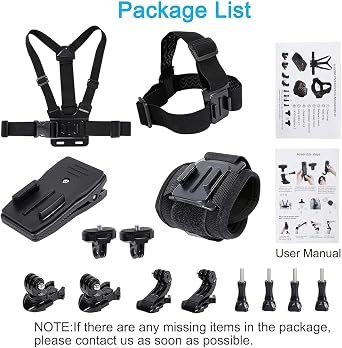 Accessories Kit for Insta 360 X6 X5 X4 X3 X2, Chest Mount Head Strap Harness Backpack Clip Holder Wrist Strap, 360Rotating Adapter + Quick Release for Insta360 One X5 X4 X3 Camera Accessory Bundle