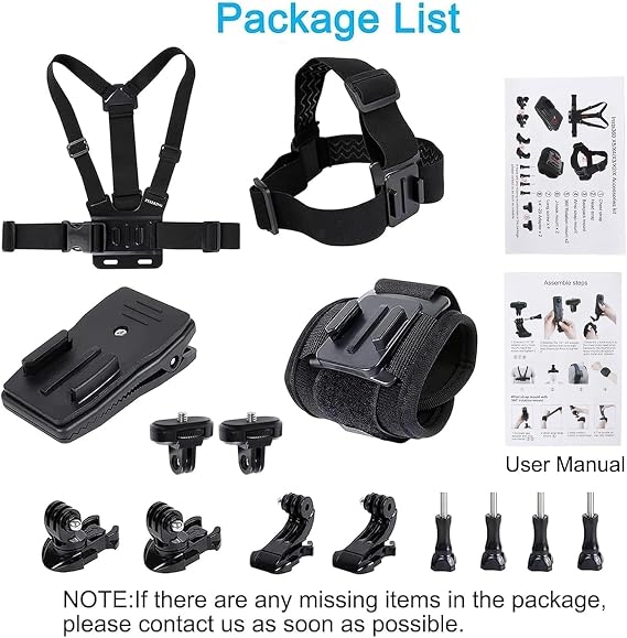 Accessories Kit for Insta 360 X6 X5 X4 X3 X2, Chest Mount Head Strap Harness Backpack Clip Holder Wrist Strap, 360Rotating Adapter + Quick Release for Insta360 One X5 X4 X3 Camera Accessory Bundle
