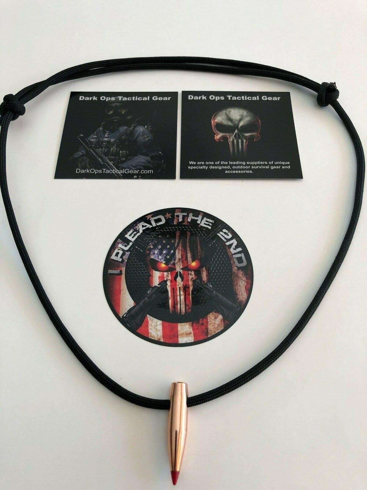 DarkOpsTacticalGear.com 1 Paracord HOG Tooth (.30 Cal Red Tip) Necklace + 1 Decal...Black