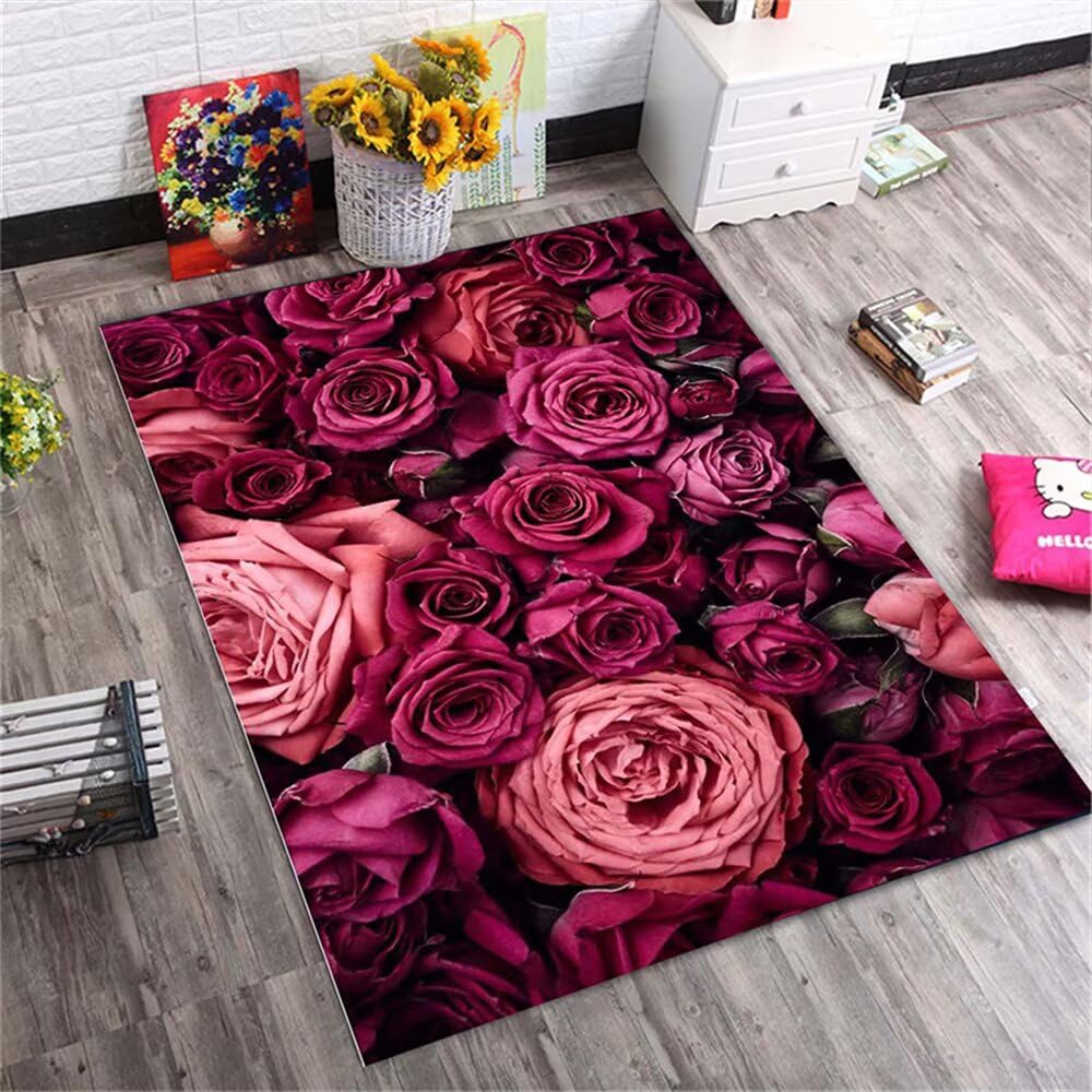 Tapis de salon rouge antidérapant pour sécuriser le couloir et la cuisine