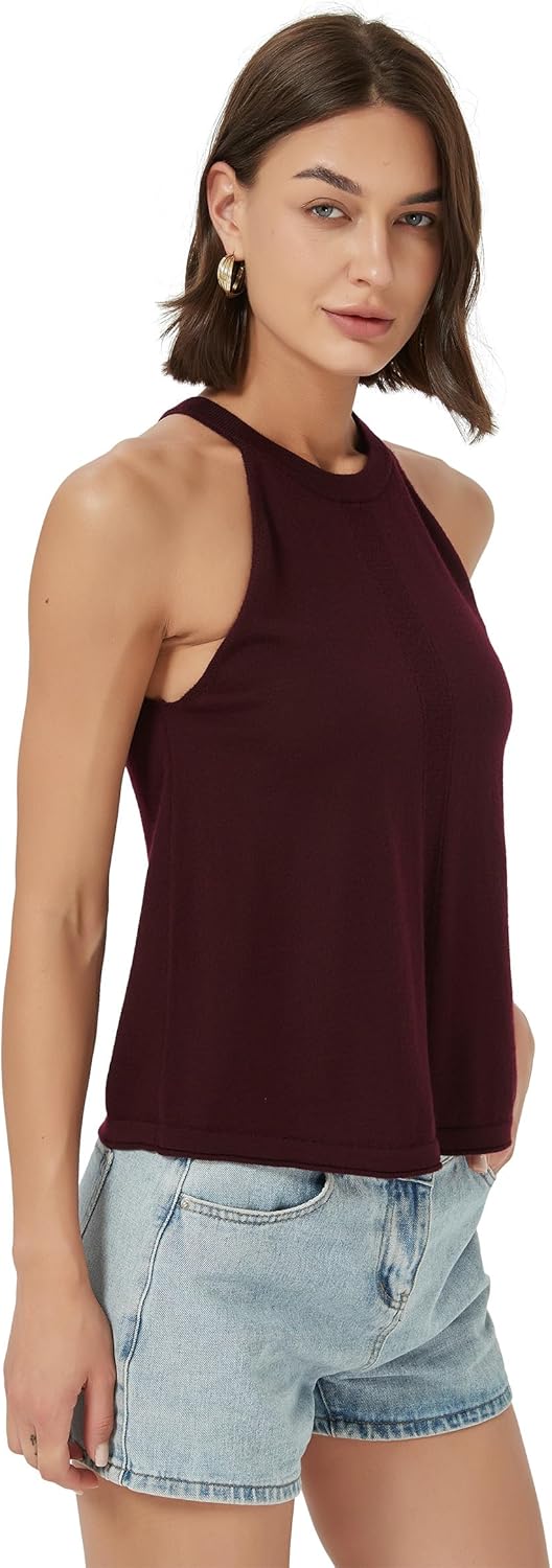 100% Merino Wool Tank Top for Women, Halter Neck, Lightweight Breathable, Casual Shirts Sleeveless, Soft Tees Blouses - Image 3