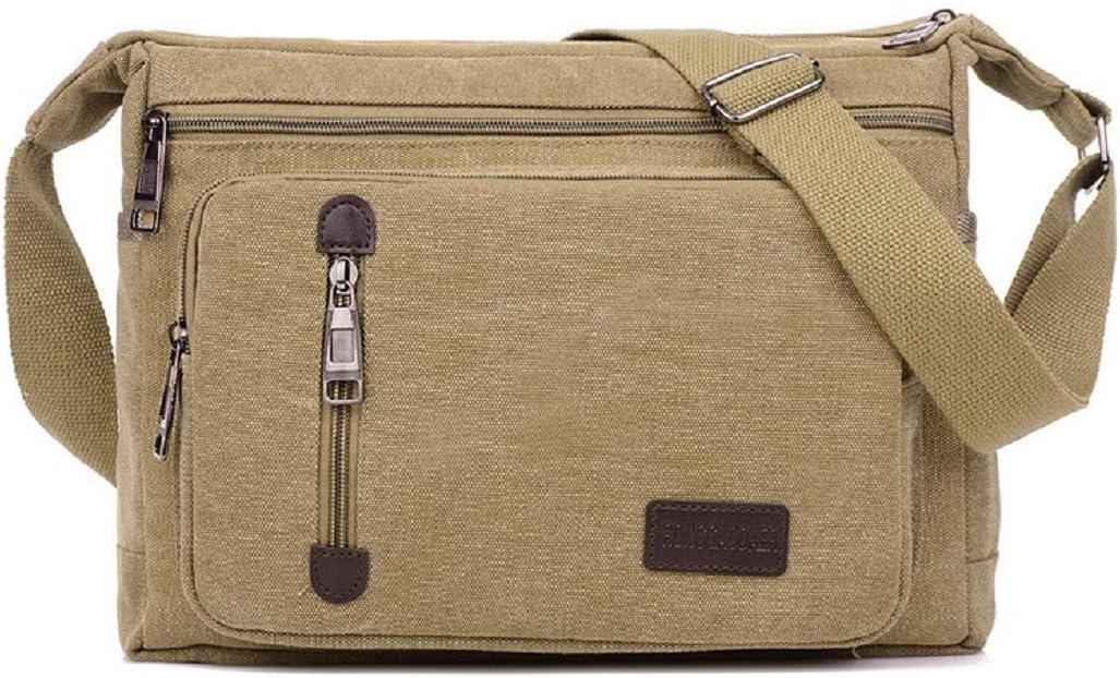 Goatter Unisex Canvas Multi-Compartment 11" Inch Messenger Bag Color Khakee