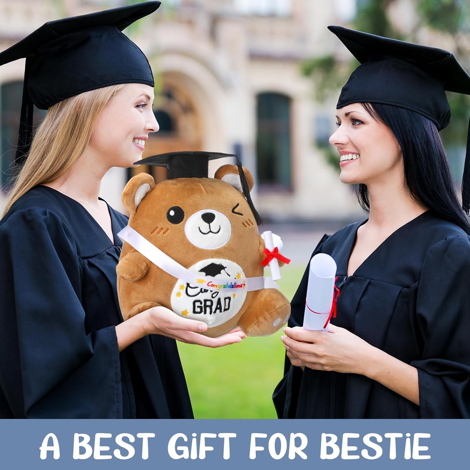 Blueweenly Graduation Plush 9.84 Inch Graduation Stuffed Animal with Cap Diploma Sash Kindergarten Plushie Pillow Toy Preschool Congratulations Grad Gifts for Boys Girls Kids(Bear)