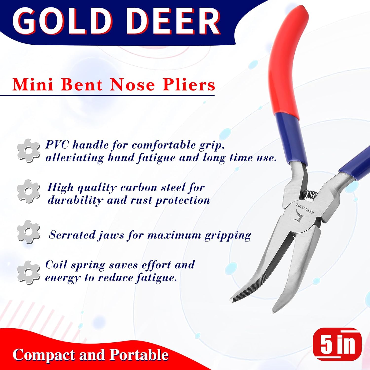 Mini Bent Chain Nose Pliers With Serrated Jaw - Precision Tool For Gripping, Bending Wires Bent Nose Pliers