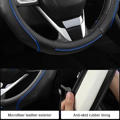 Miniatura 93 de West Llama Cubierta personalizada del volante del coche del coche para Honda (negro)