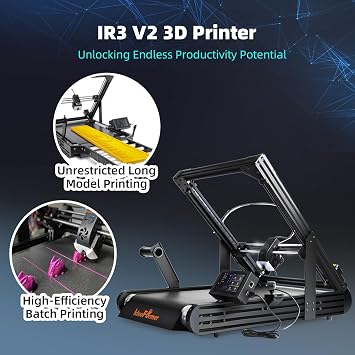 Infinite Z Axis Conveyor Belt 3D Printer with Extended Roller Enclosure 250250mm, IR3 V2 Belt 3D Printer for Long/Batch Printing