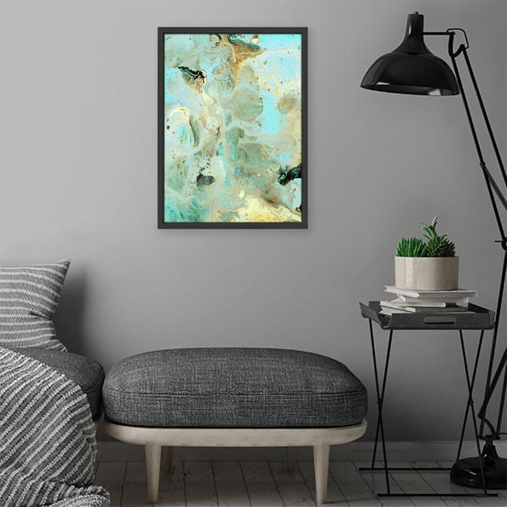 VERRE ART Printed Framed Canvas Painting for Home Decor Office Wall Studio Wall Living Room Decoration (14x22inch Black Floater) - Tranquil Escape