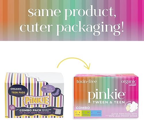 Miniatura 2 de Pinkie - Almohadillas para el período para preadolescentes y adolescentes, diseñadas para ropa interior más pequeña, almohadillas de algodón