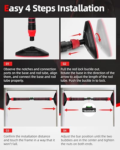 Miniatura 5 de Abahub Barra de dominadas para el hogar, montada en la puerta  Ahorro de espacio plegable para apartamentosgarajes  Entrenamiento de fuerza de