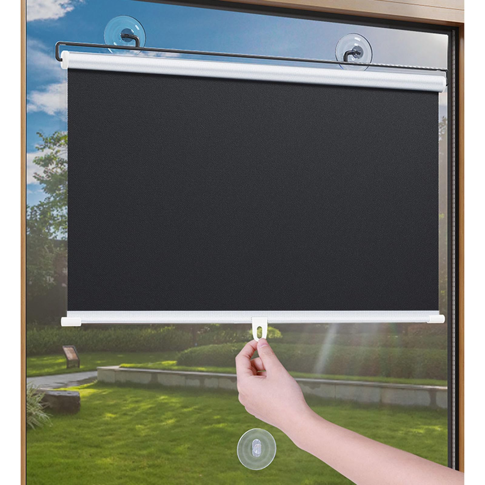 Thermal Blackout Roller Blind， Blackout Roller Blinds With Suction Cups Sunshade Privacy No Drill Black Multiple Sizes(68x150cm/27 * 59in)