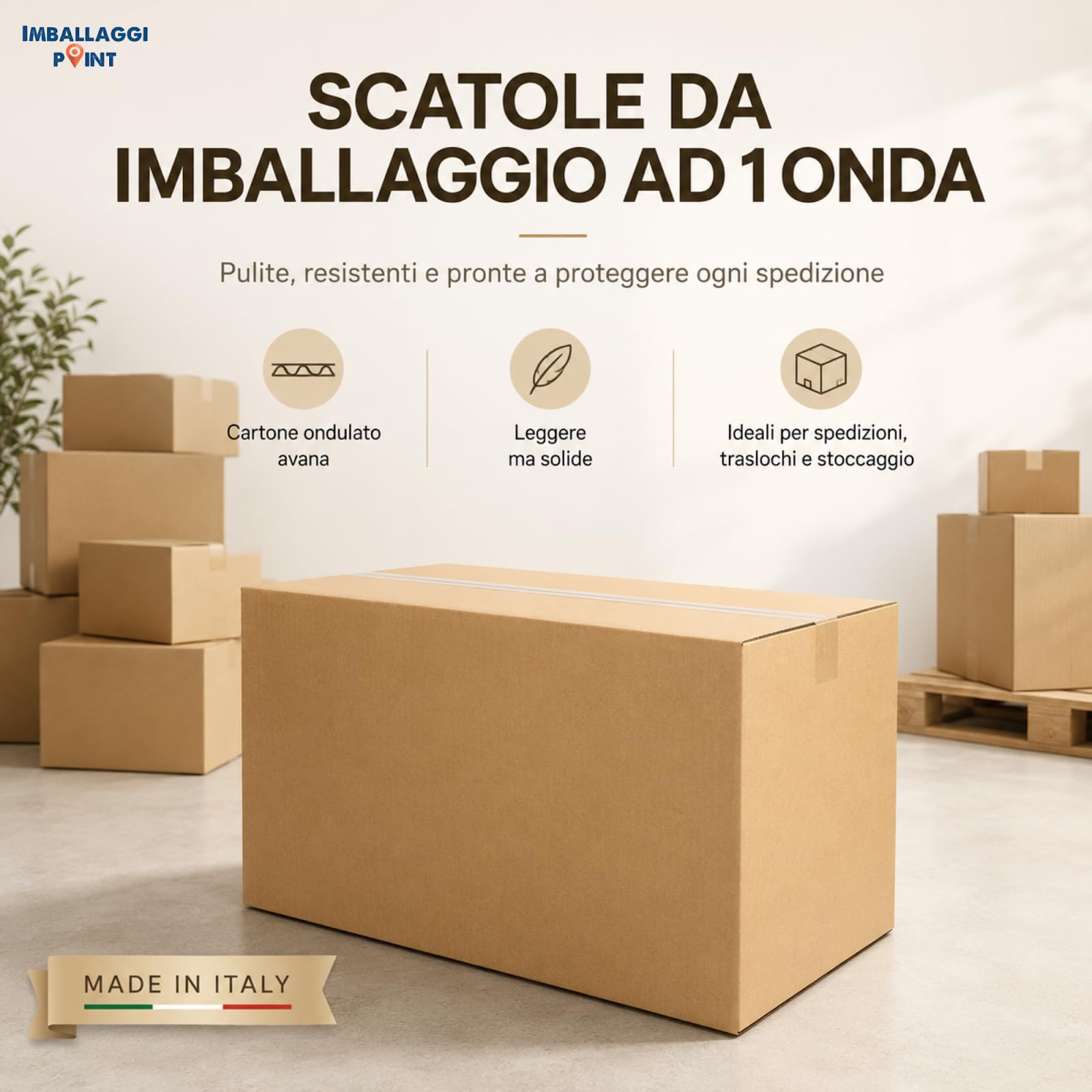 Imballaggi Point - Kartonagen in Havanna - eine Welle - 60 x 40 x 25 cm - Versandkartons für Versand und Umzug - schützend, robust und langlebig - Set mit 20 Stück