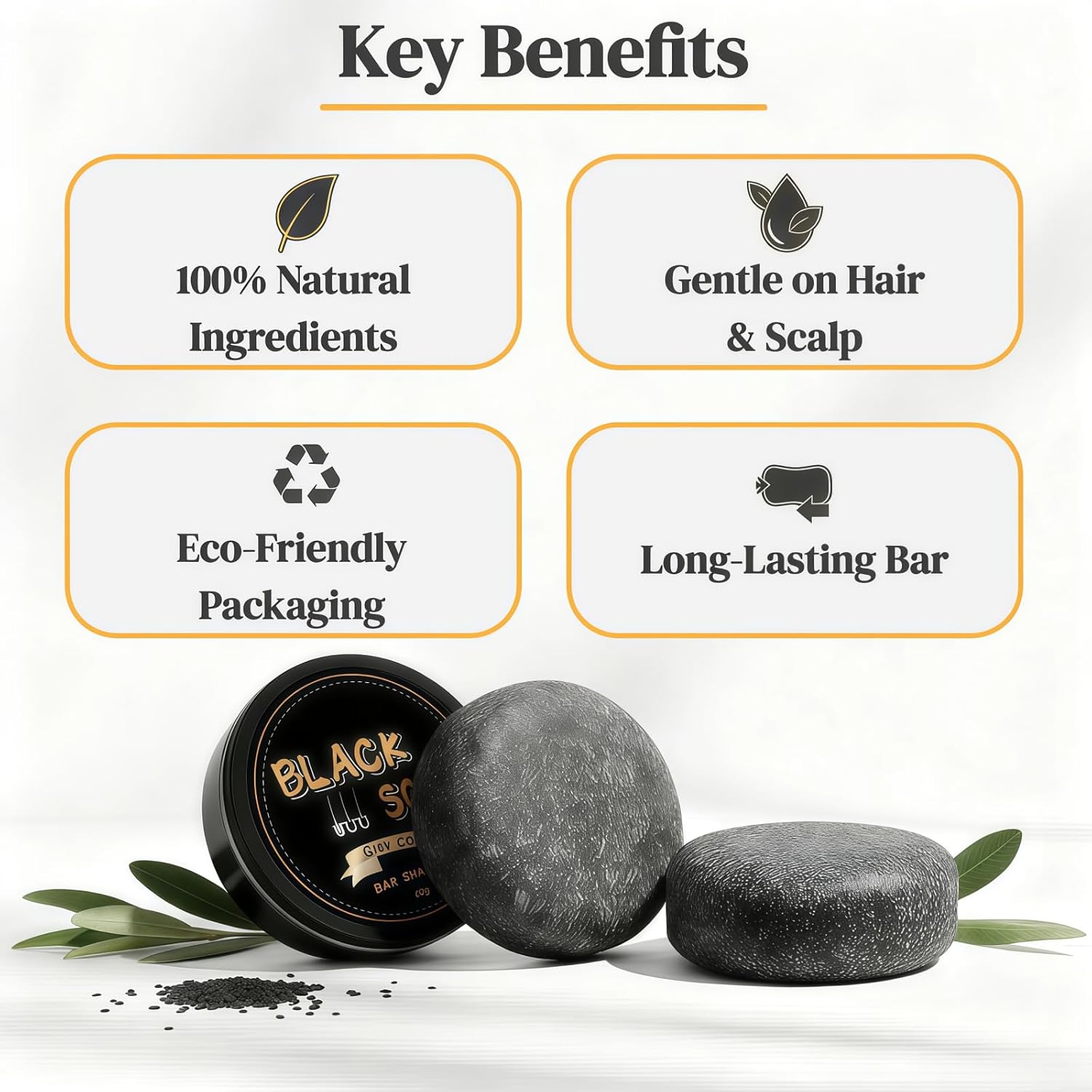 2 PCS Gray Hair Reverse Bar, Natural Hair Darkening Shampoo Soaps, Black Soap for Gray Hair Coverage,Deep Clean & Scalp Care for Men and Women. - Image 2