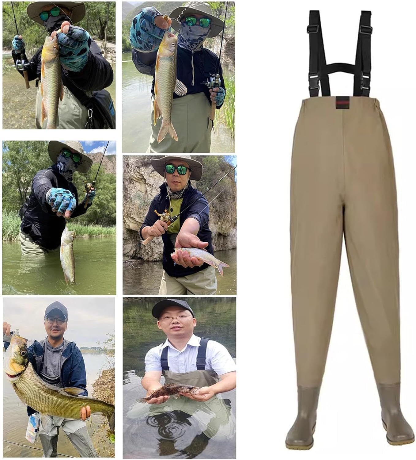 Wodery wędkarskie dla mężczyzn Męskie i damskie buty wędkarskie do brodzenia, wodoodporne i oddychające, idealne na ryby i zajęcia na świeżym powietrzu(Brown,5)