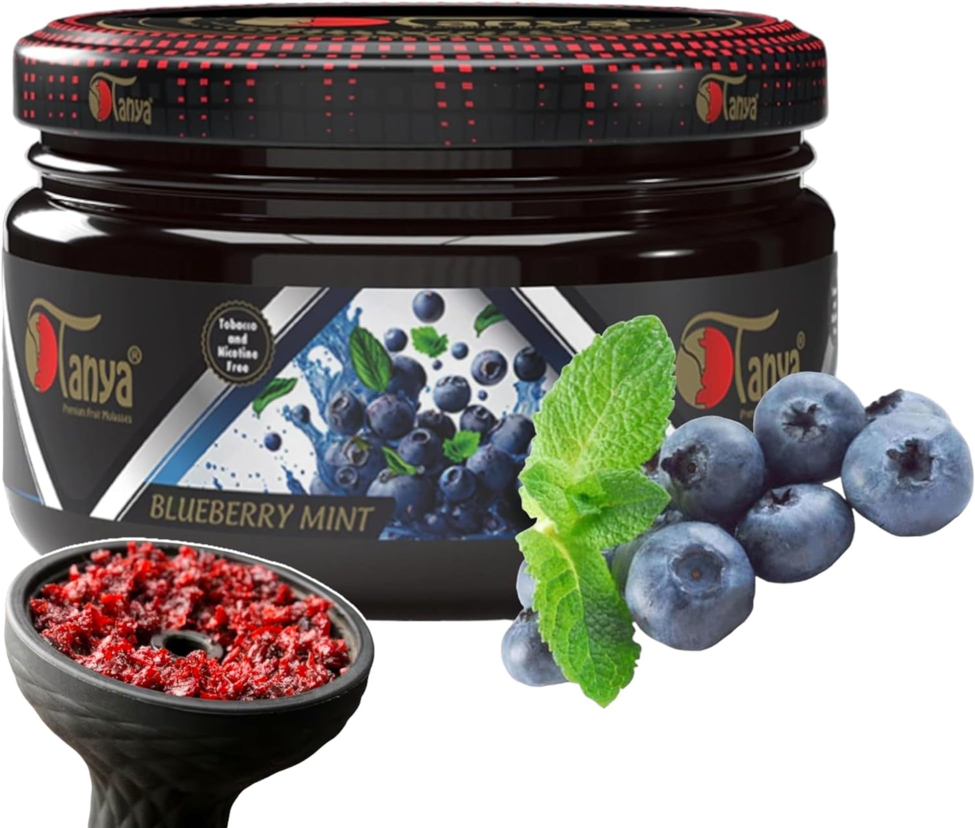 Tanya 250G Herbal 100% Nicotine And Tobacco Free Shisha Hookah Flavors 250G Bag (Mint Blueberry)
