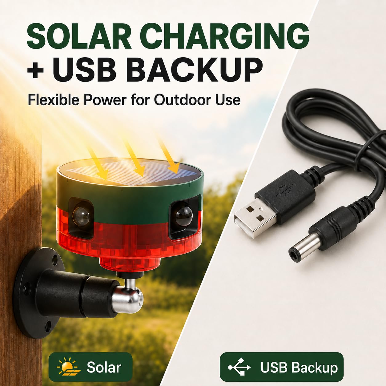 Solar Outdoor Motion Sensor Alarm: Upgraded 360° Motion Detector 129dB Loud Siren, Remote Control, Porch Security Protector & Camping Safety Device for Yard/Garden Outdoor Areas