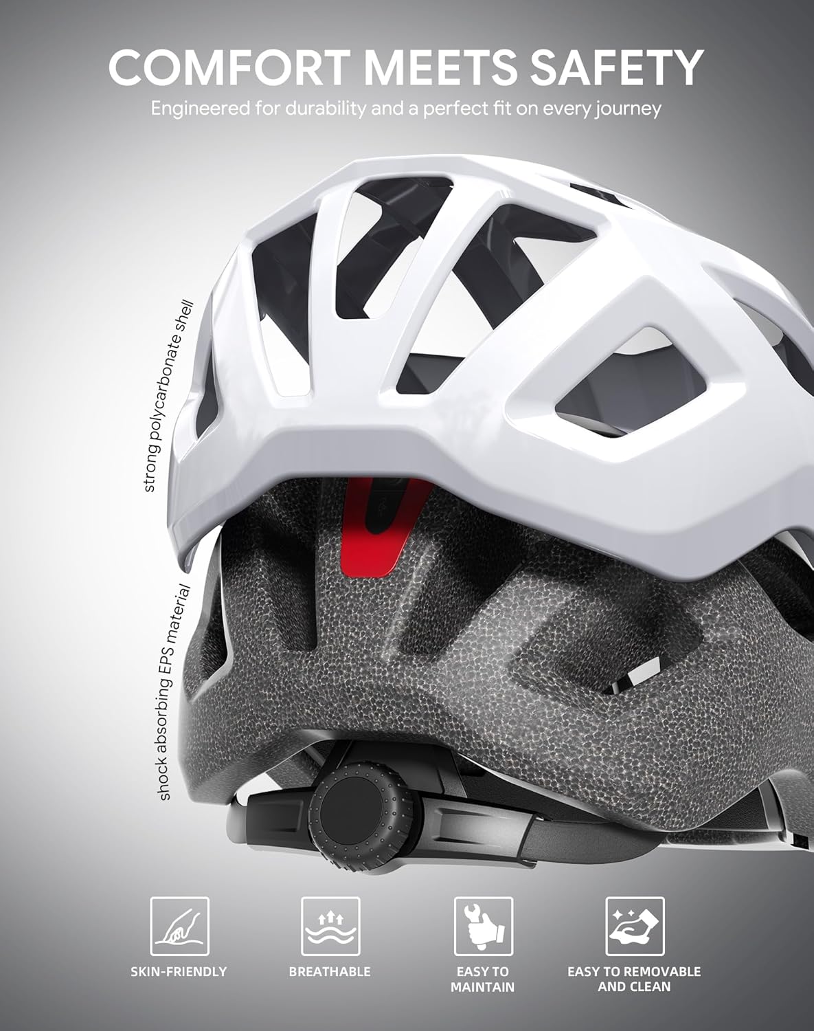 InnerKing Bike Helmet and Glasses Set for Adults, Lightweight Mountain Bicycle Helmet with USB Rechargeable Rear Light, Commuting Road Bike Helmet with Visor for Men Women