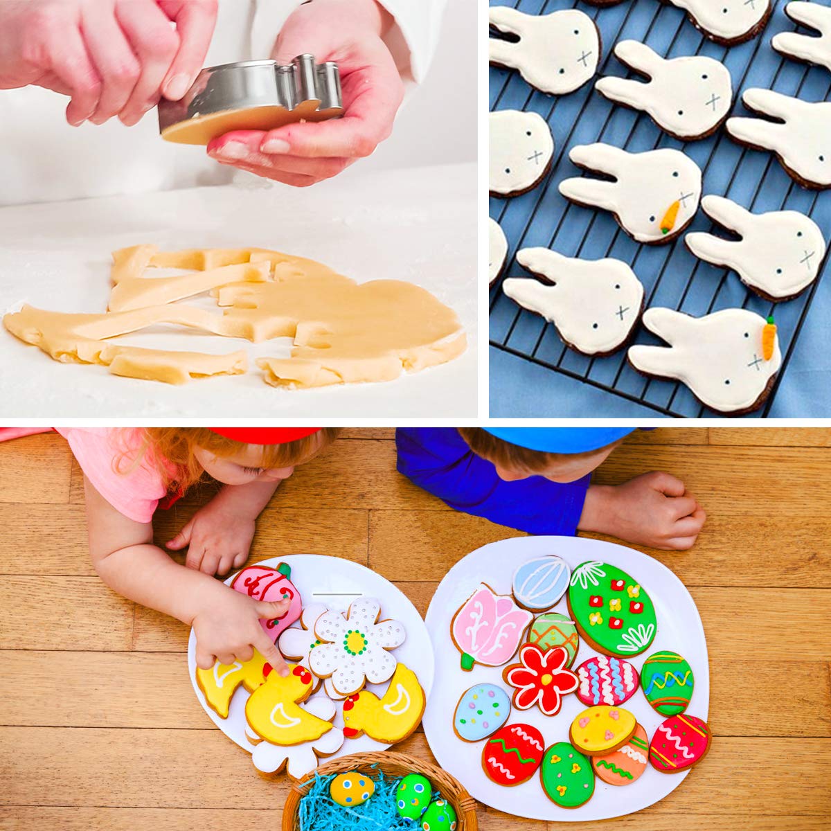 Formine Biscotti Pasqua 10 Pezzi - Stampini Acciaio Inox Per Conigli, Uova, Fiori