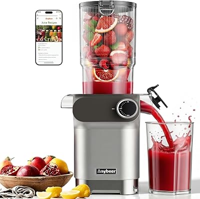 Anybear Cold Press Juicer 200W Slow Juicer 4.3" Feed Chute & Juice Recipe