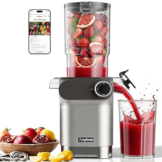 Anybear 200W Cold Press Juicer, 4.3" Whole Fruit Chute,Tritan & BPA-Free