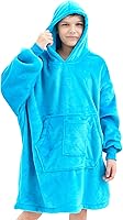 Vista 15 de REDESS Sudadera con Capucha Manta, Manta Vestible Oversized Sherpa con Mangas Bolsillo Gigante, Sudadera con Capucha Acogedora para Niños