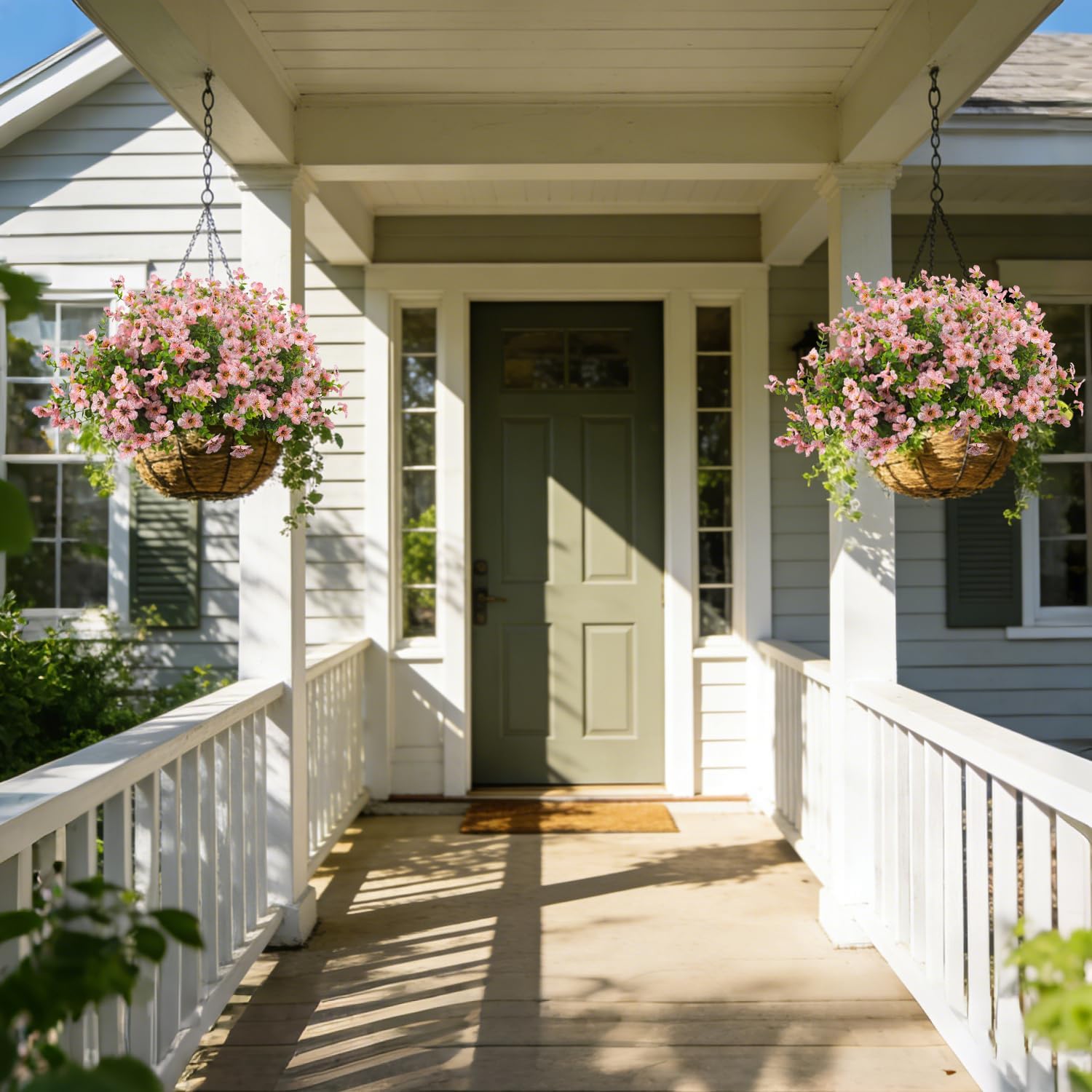 20 Bundles Artificial Flowers for Outdoors, UV Resistant Fake Plants Flowers Greenery Shrubs Plants for Decoration Outside Plants Hanging Planter Home Garden Decor (Pink)