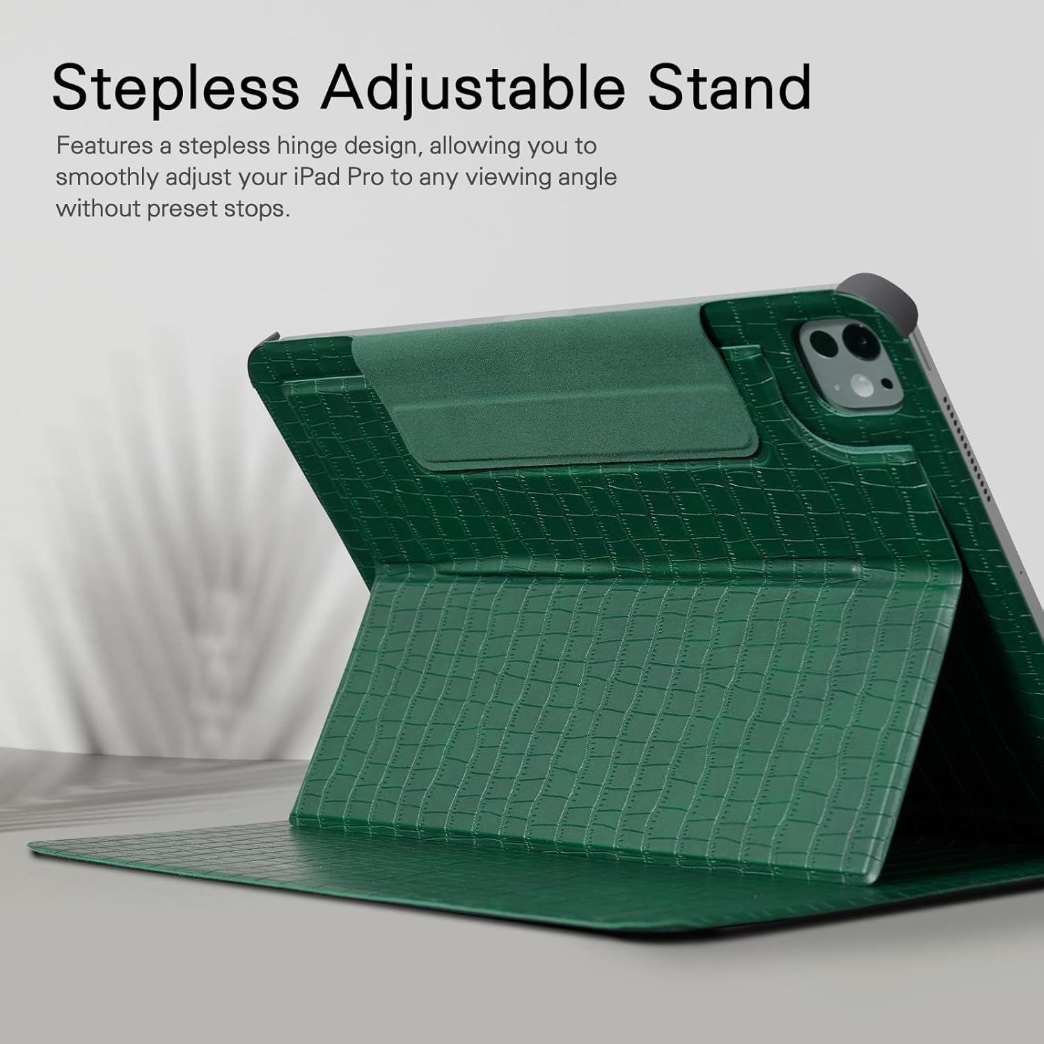 CoBak Magnetic Case with Stand for iPad Pro 13 Inch (M4/M5) 2024/2025, Multiple Viewing Angles, Smart Auto Sleep/Wake Cover with Corner Protection with Apple Pencil Holder Strap,Emerald Croc
