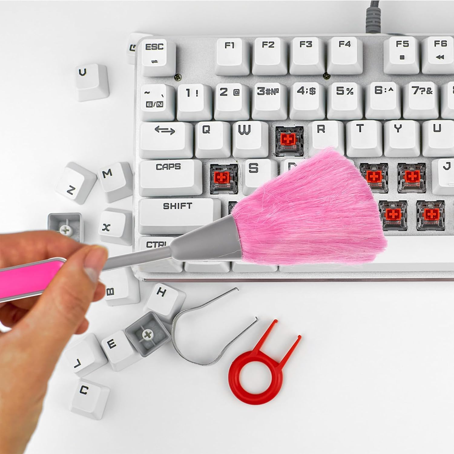 3pcs Keyboard Cleaning Brush Set with Dual-Color Pp Bristles for Mechanical and Laptop Keyboards, Groove Dust Removal Tool for Desktop and Electronics Maintenance