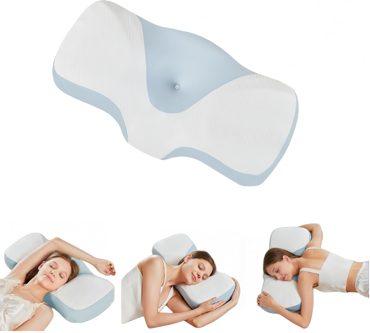 Aylashine Cervical Pillow for Pain Refief Sleepin,Memory Foam Pillows,Ergonomic Orthopedic Cervical Neck Support Pillow,for Side,Back&Stomach Sleepers.Blue