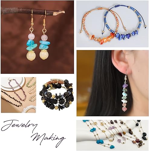 Miniatura 4 de Cuentas de piedra natural para hacer joyas, 0.5 pulgadas, redondas irregulares, 100 unidades, cuentas sueltas perforadas de cristal (granate)