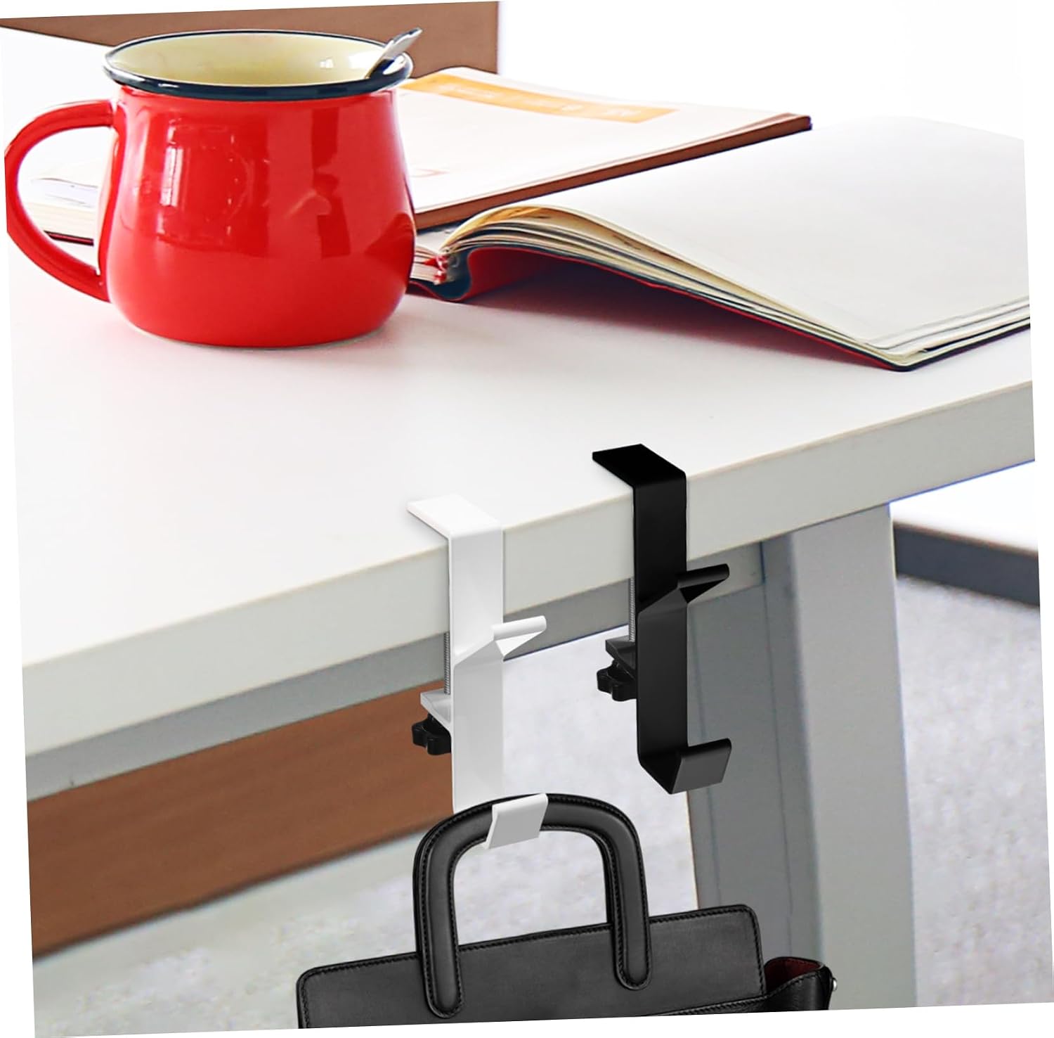2pcs Desk Handbag Hangers Anti-Slip Purse Hooks for Table Metal Schoolbag Hooks for Students Under Desk Backpack Holders for Home and Office