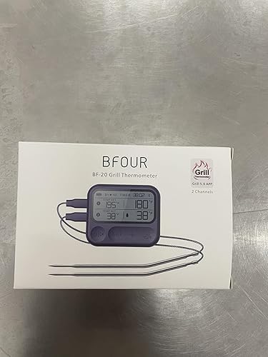 Miniatura 8 de BFOUR Termómetro digital de carne para asar y ahumar, termómetro de carne Bluetooth inalámbrico doble sonda de carne para asar al aire libre,
