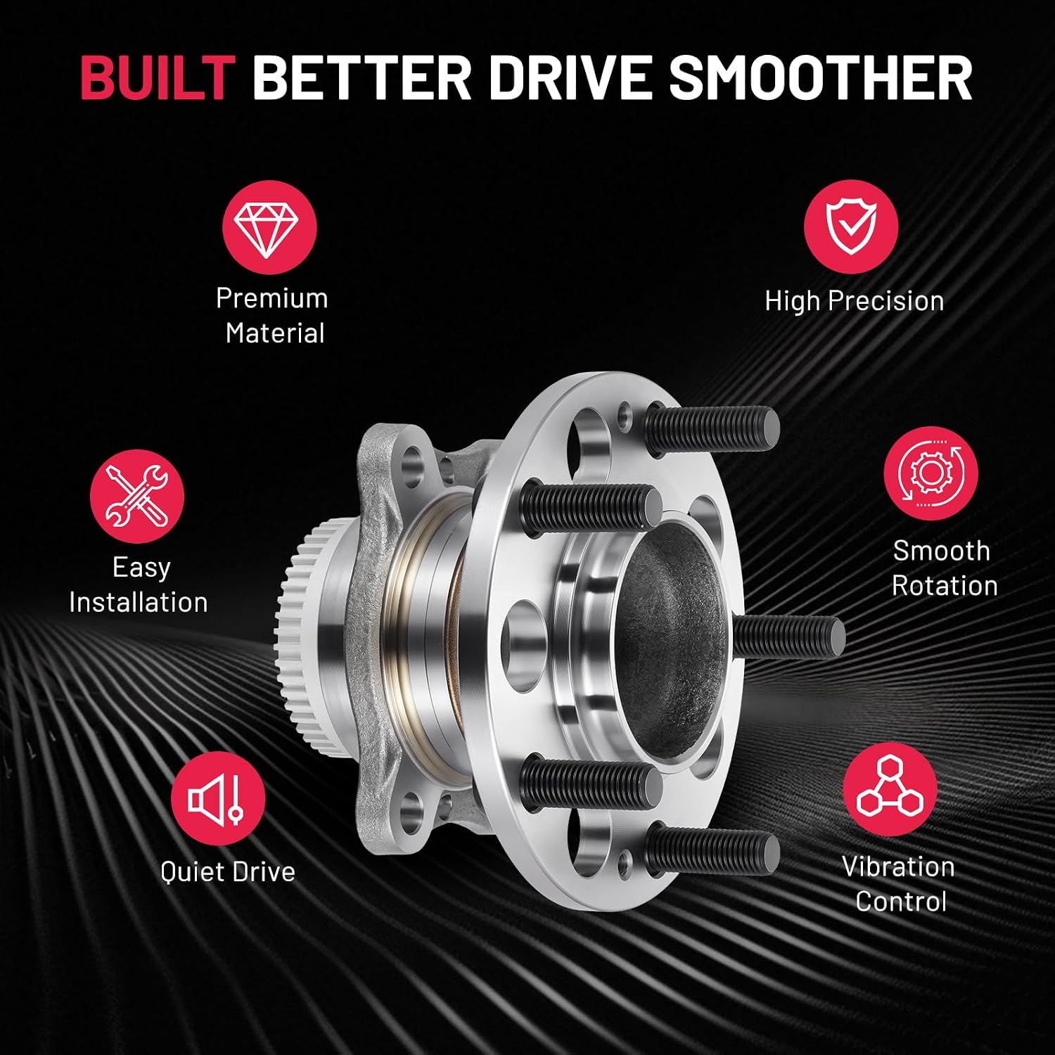 BDFHYK Wheel Bearing Hub Assembly Compatible with Hyundai Elantra 2011-2016 1.8L L4; Compatible with Hyundai Elantra 2014-2016 2.0L L4;