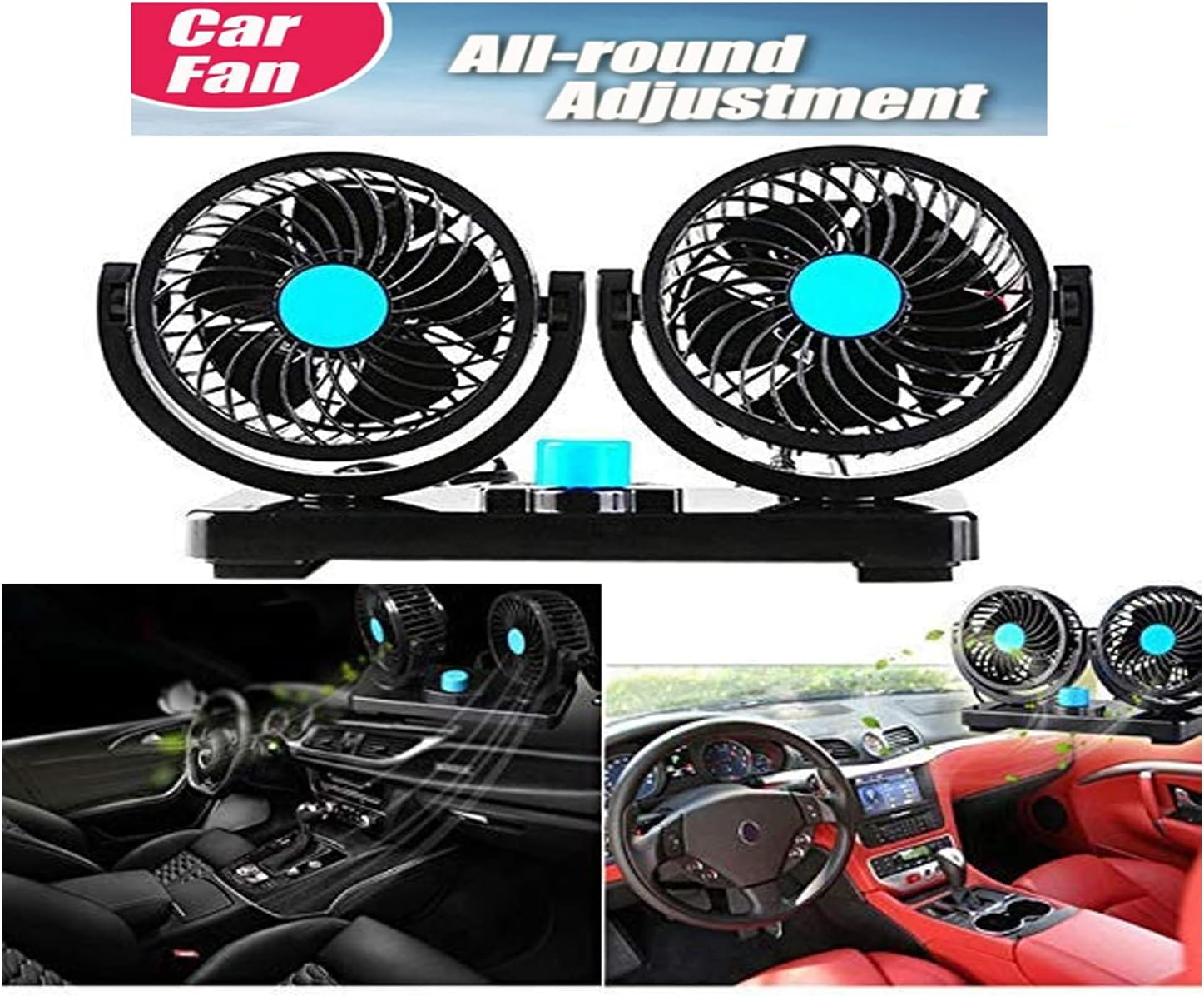 Mitchell Car Dash Board Air Fan Double Head 2 Speed 360 Degree Rotatable Universal Model for all Cars