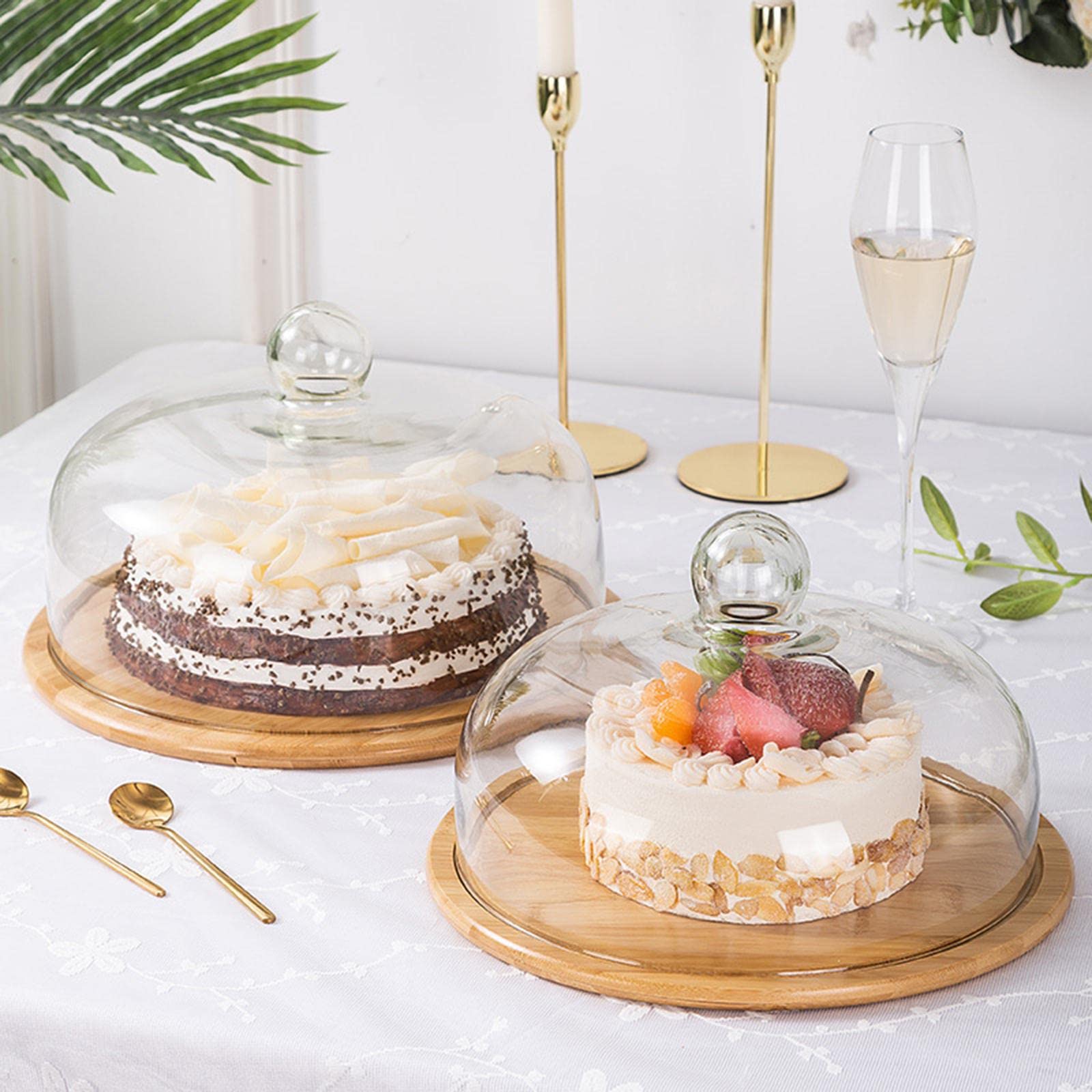 Gralara Cloche de Service en Verre Nordique avec Plateau de présentation - Support à gâteau Moderne, 29cm