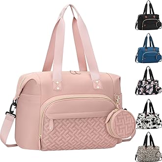 Diaper Bag Tote, Baby Bag Travel Diaper Tote Bag with Pacifier Case, Cute Maternity Hospital Baby Stylish Diaper Tote for Mom Dad Pink