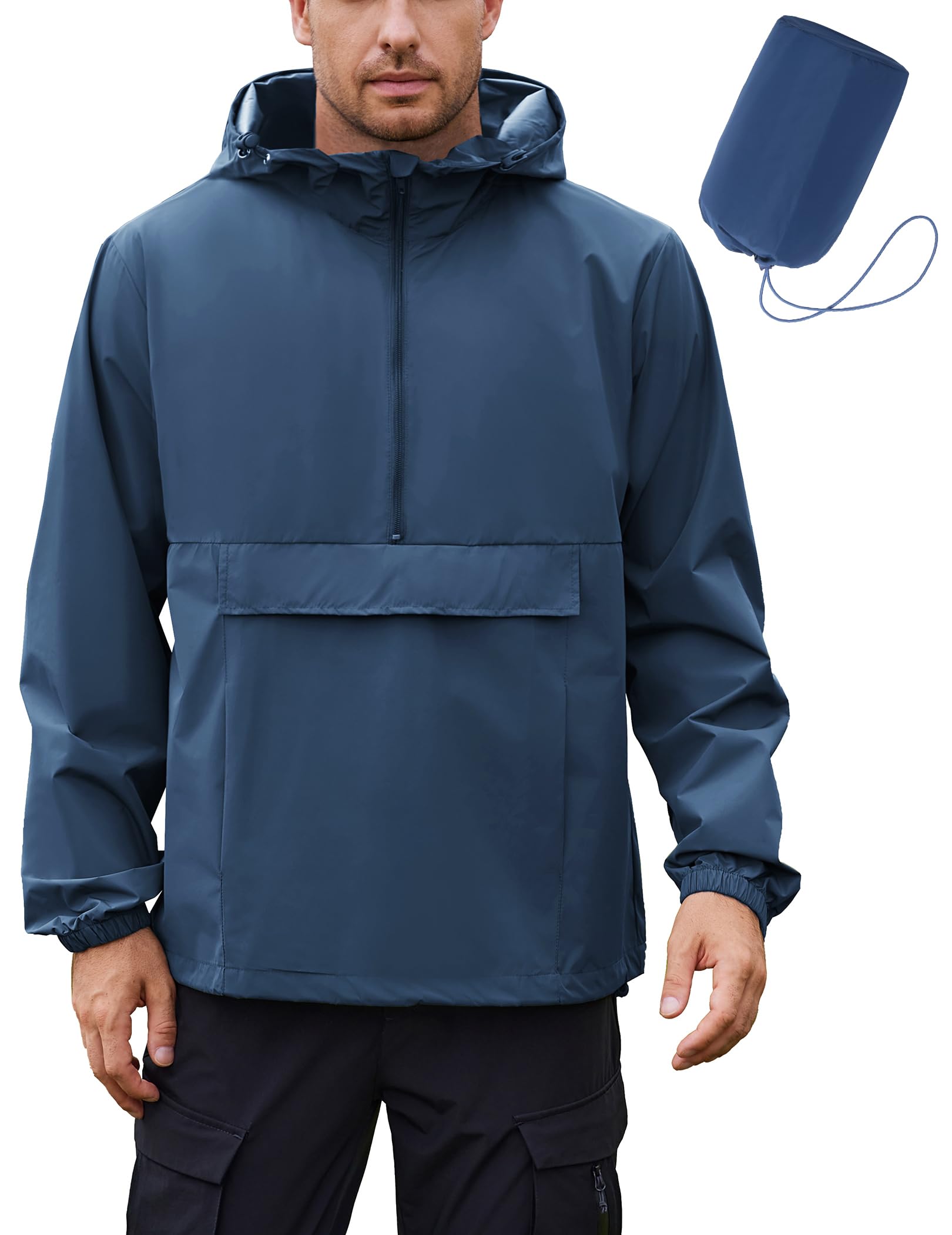 COOFANDY Mens Rain Jacket Waterproof Lightweight Packable Raincoat Pullover Windbreaker With Hood For Hiking Running