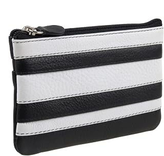 ILI New York - Monedero de piel con llavero integrado, 9 colores, negro/blanco (Multicolor) - ILI-6413-BLK/WHT