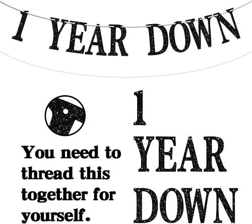 Miniatura 7 de Cartel de 1 año con texto en inglés "Down Forever to Go", regalo de 1 año de matrimonio, suministros de decoración de fiesta de aniversario de boda,