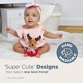 Bearington Baby Lil Reindeer Christmas, 5.5 Inch Christmas Reindeer Plush Stuffed Animal, Soft Baby Rattles and Plush Rings, for Ages 0-14