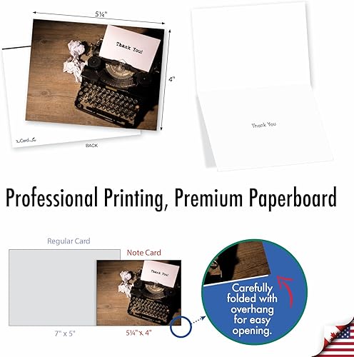 Miniatura 2 de The Best Card Company - 10 tarjetas de agradecimiento con sobres (4 x 5.12 pulgadas) - Tarjetas de felicitación vintage para máquina de escribir -