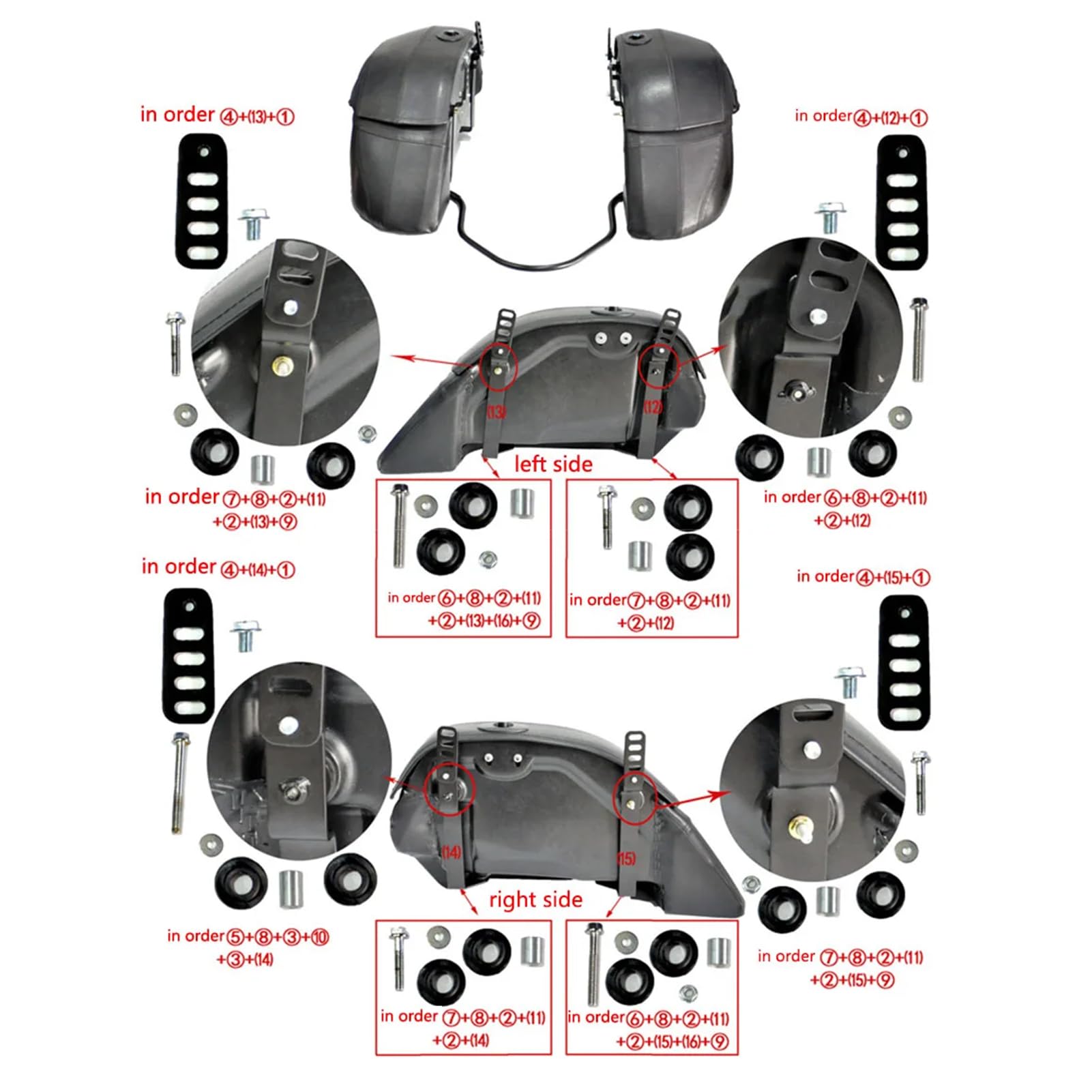 Motorcycle Hard Bags Saddlebags z Zestawem Montażowym