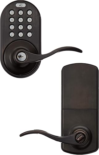 Miniatura 3 de MiLocks WKL-02OB - Cerradura de puerta con palanca digital con entrada sin llave a través de control remoto para puertas interiores, bronce aceitado
