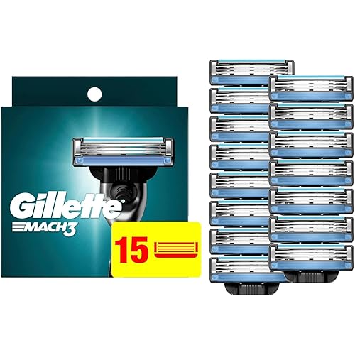 Gillette Mach3 Razor Refills for Men, 15 Razor Blade Refills