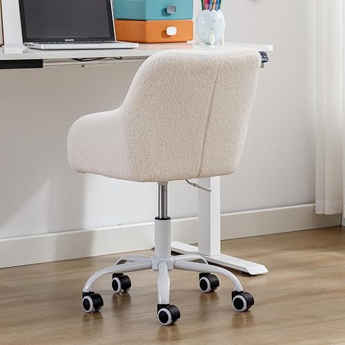 Miniatura 13 de DUOMAY Silla de escritorio para niños, silla de computadora tapizada colorida de piel sintética para niños y niñas, bonita silla giratoria de Piel