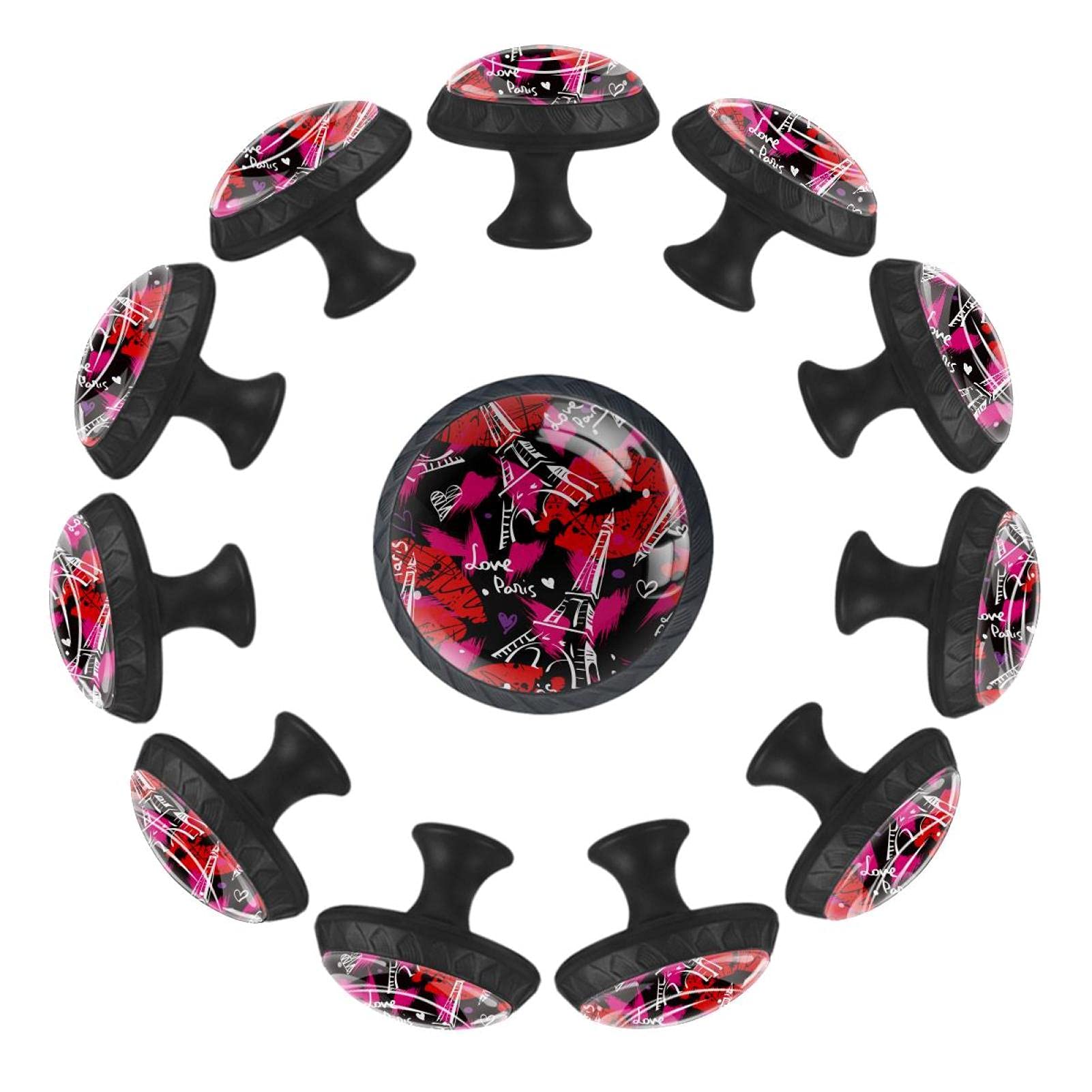 Bouton de tiroir Tour Eiffel rouge 35mm lot de 12 poignées pour meuble de chambre