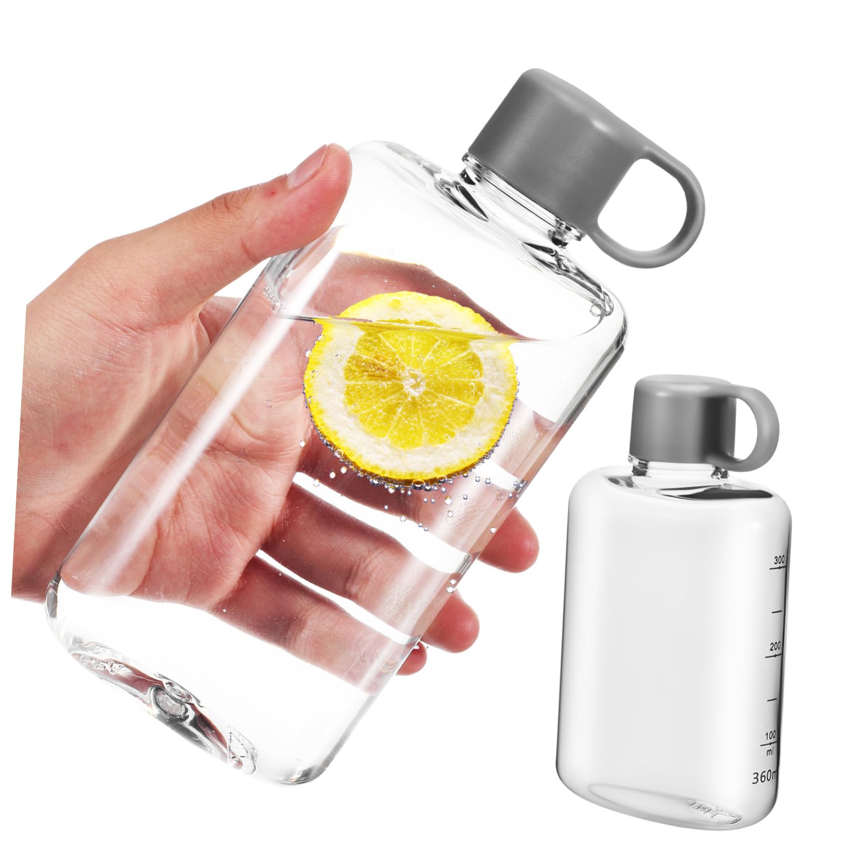 TOPBATHY 2 Stück Flache Reisewasserflasche aus Tritan für Sport und Reisen